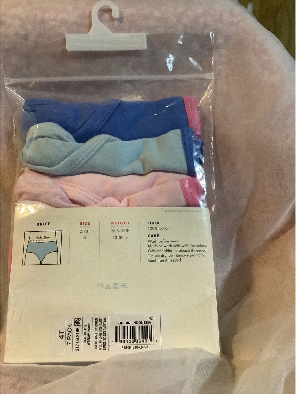 Cat & Jack Girls' 7-Pack Briefs Underwear Size 4T